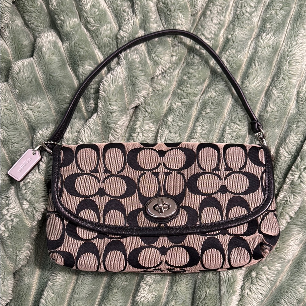 Coach Black and Grey Clutch with Signature Design